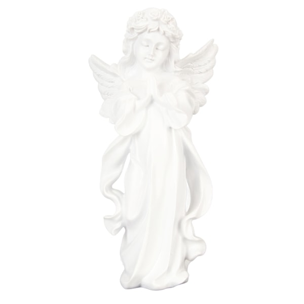 Baby Angel Statue Hvid 10,8in Håndskåret Rige Detaljer Holdbar Resin Cherub Figur til Have Familie Kontor