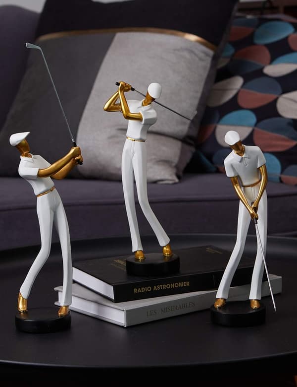 Amoy-Art Golfer Statue Figur Golf Skulptur Indretning Moderne Inter