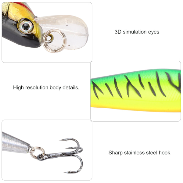 5 stk Minnow fiske lokke flytende kunstig hard agn lang kast agn med stålkule