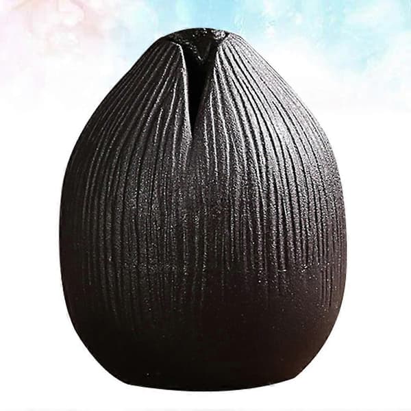 Kunstnerisk keramisk vase for skrivebordsdekorasjon, 2 stk. blomsterholder, svart