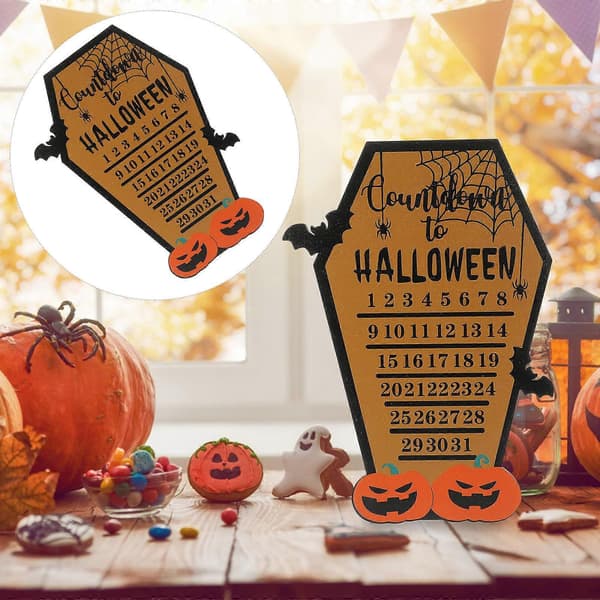 Halloween-adventskalender i trä för nedräkning, 2 st