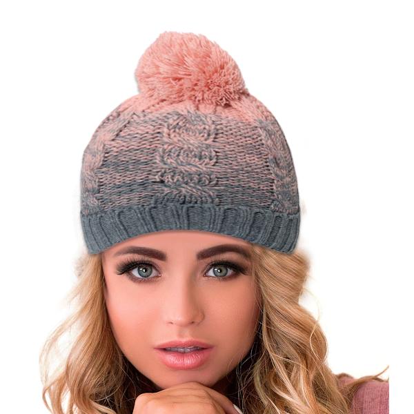 Bobble Hat til kvinder Vinter Beanie Huer Thermo Foret