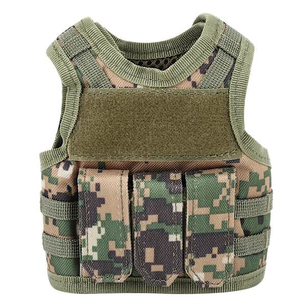 Nylon Udendørs Multifunktion Taktik Ølflaske Cover Mini Vest Form DIY Dekoration (Camo)