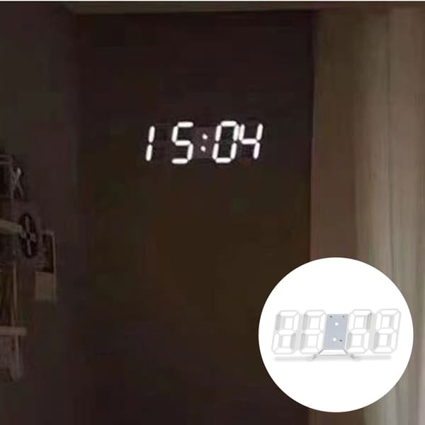 Ruibeauty 3D Modern Digital LED Väggklocka 24/12 Timmars Display Timer Alarm Hem USB