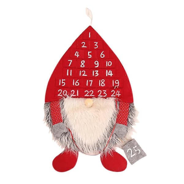 Julhängande kalender svensk tomte adventskalender 2 st röda mössor ingår
