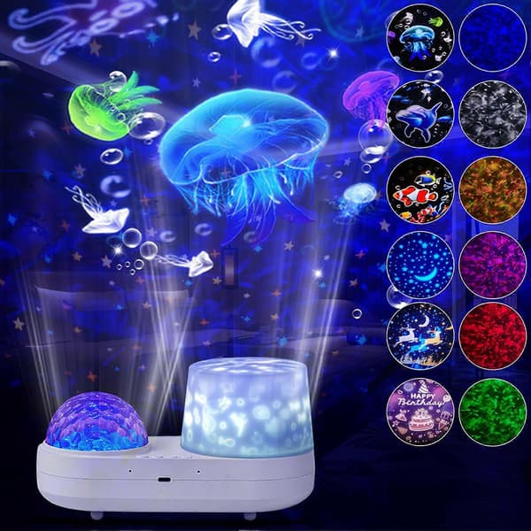 USB Ocean Wave Manet Lysprojektor Stjernegalakse Nattlys for barn 3D-effekt projeksjonslampe