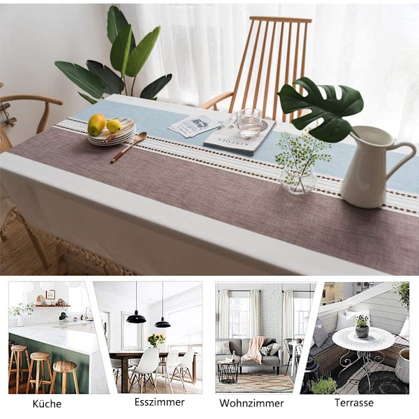 Elegant Duk, Bomull Linne Rektangulära Dukar med Toppkant, Modernt Enkelt Randigt Mönster för Kök & Matsal, 140x220 cm