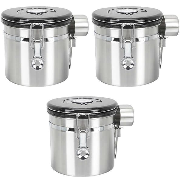 Förvaringsburkar för kaffebönor i rostfritt stål, 3-pack