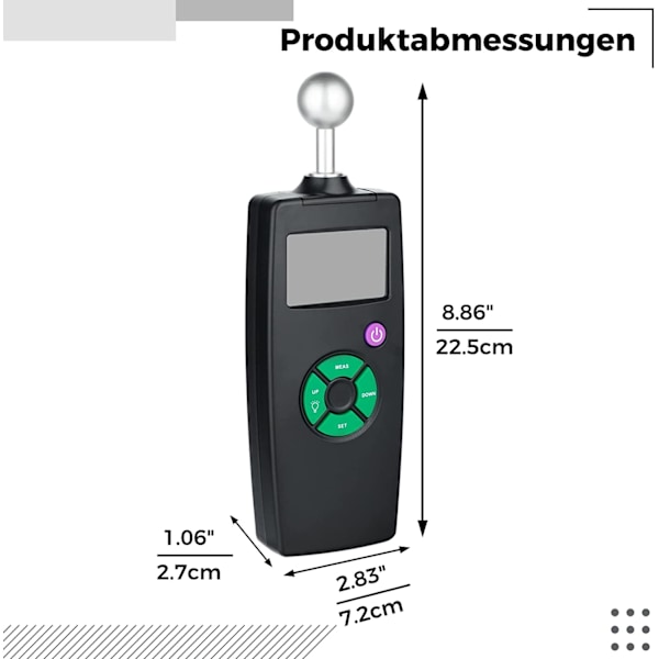 Beröringsfri fuktsensor för trä och byggmaterial, noggrann och snabb mätning med programmerbara larm, högfrekvent avkänningsteknik