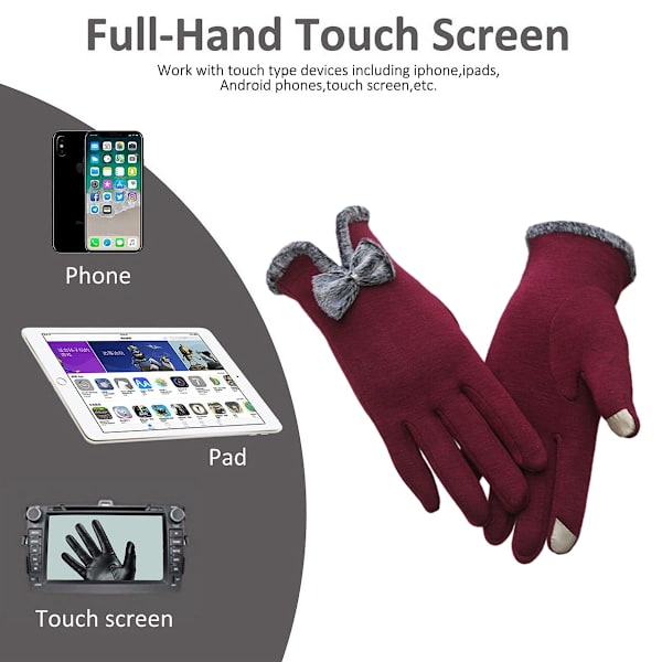 Dame Vinter Varme Touchscreen Handsker
