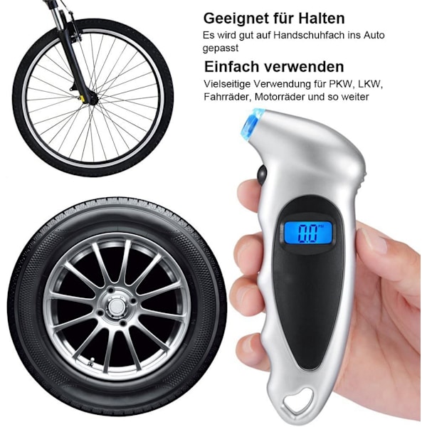 Digital däcktrycksmätare med intelligent omkopplare för fyra enheter, ergonomisk design för enkel hantering och noggrann mätning i bilar, lastbilar och