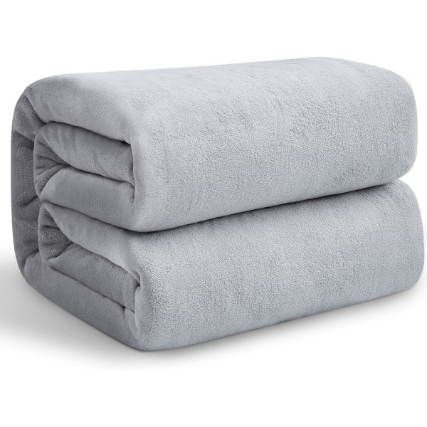 Blød tæppe grå 150 x 200 cm tæppe fleece tæppe ekstra blødt og varmt sofa tæppe/sofa tæppe fluffy tæppe mikrofiber sengetæppe sengetæppe