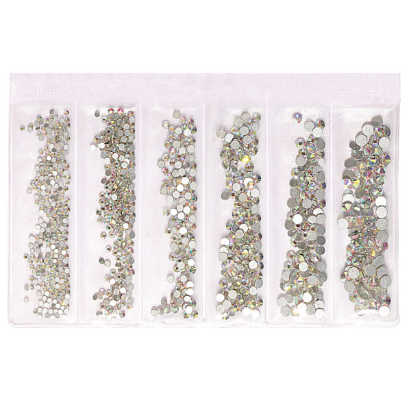 Neglekunst Rhinestones Resin + Paljetter Krystal Rhinestones Hvid