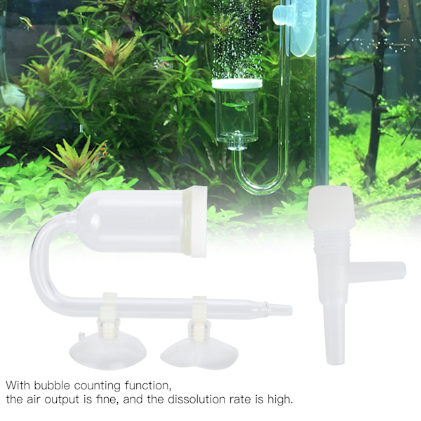 Akvarie kuldioxid transparent boble tæller raffinader CO2 fisketank diffusor lille