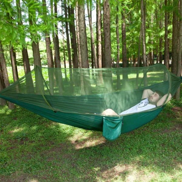 Camping hængekøje med myggenet, udendørs rejsegynge sove