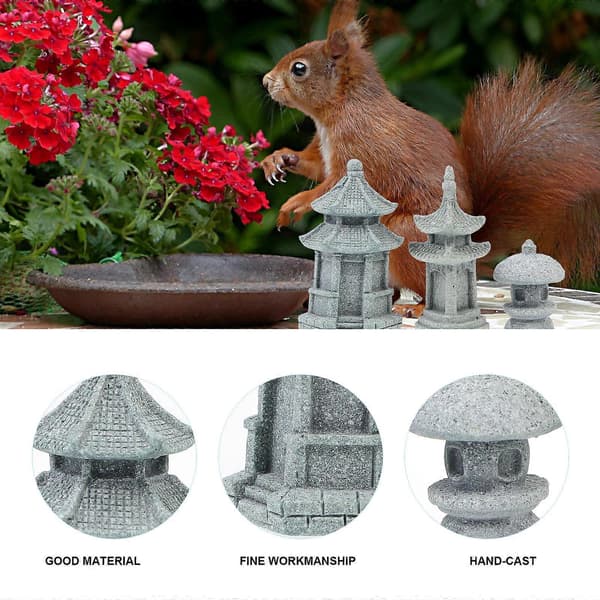 Stenpaviljong elegant hemdekoration för bonsaidekoration 3-pack minimodell