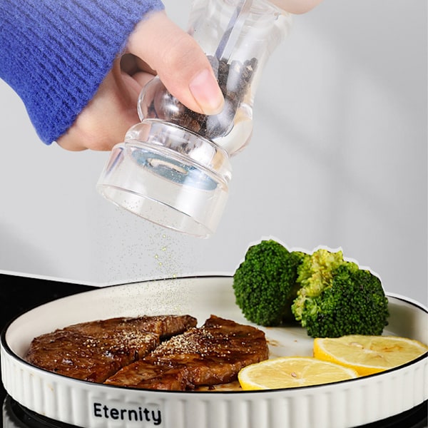 Salt- och pepparkvarnset i akryl, påfyllningsbar, transparent