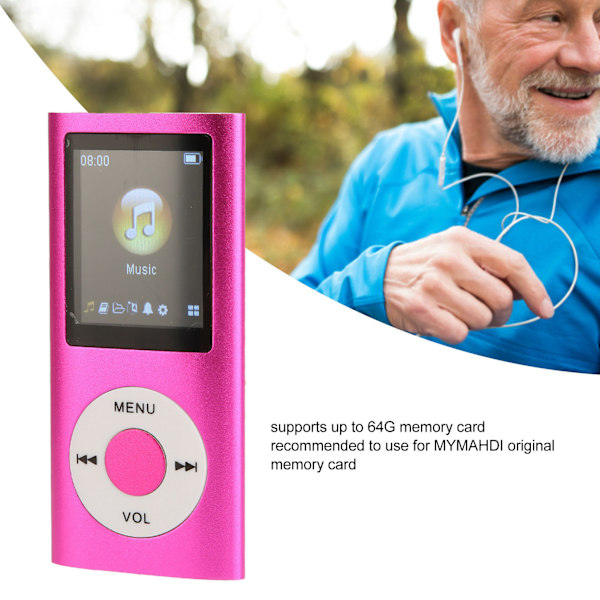 1,8 tuuman MP3-soitin Bluetooth-yhteydellä, tuki muistikortille, ultraohut LCD-näyttö, sopii opiskelijoille, juoksuun ja kävelyyn