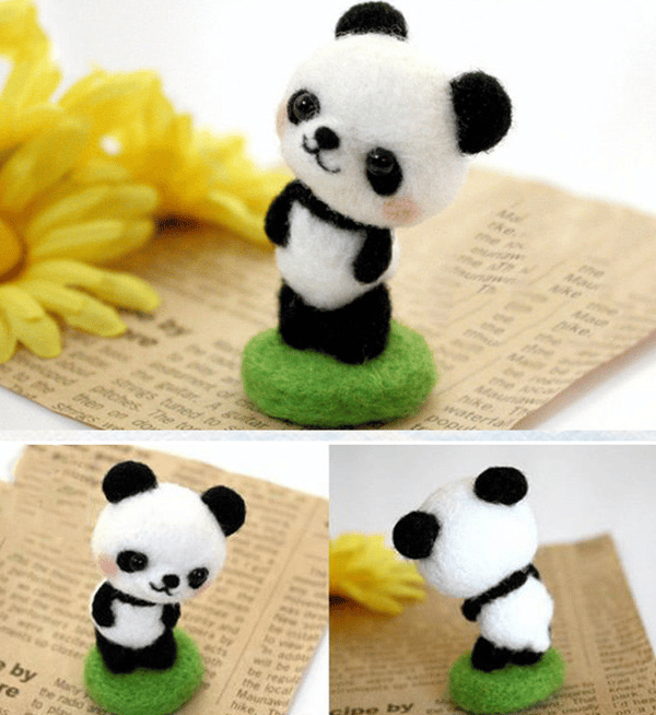 1 stk Pakket Panda Mal, Ullfilt Stansing DIY Materialpakke