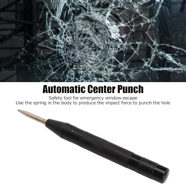 Center Punch Høj Hårdhed Stål Struktur Justerbar Spænding Automatisk Center Punch Positioner Vinduesbryder Sort