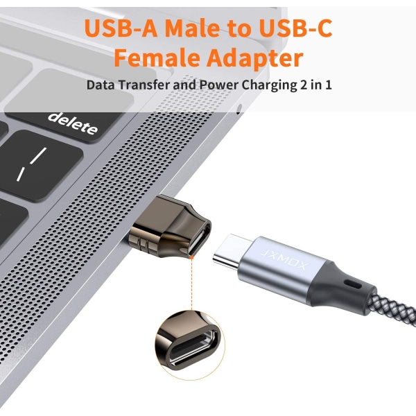 USB C hun-til-USB-han-adapter, (2-pack) Type C til USB A