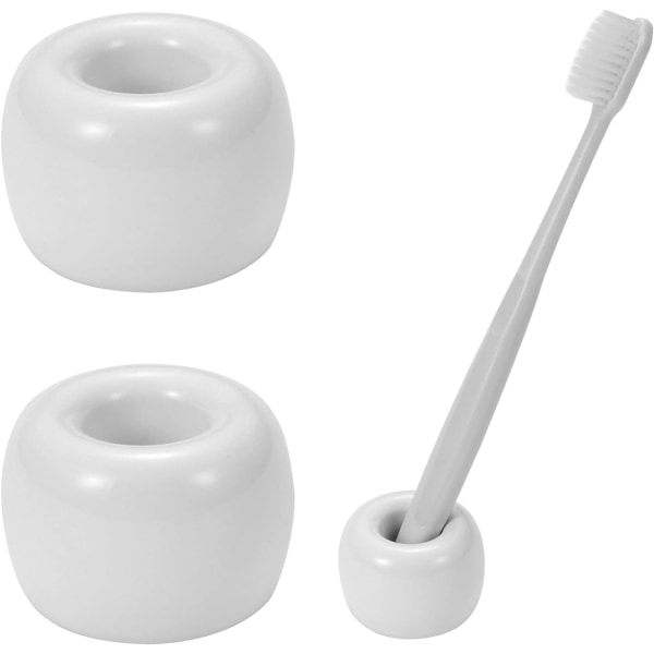 Mini-keramisk tandborsthållare för par, handgjord badrumstandb White