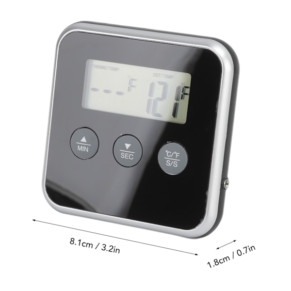 Matgrilltermometer LCD-skjerm Lang sonde 2 enheter Digitalt kjøtttermometer Timer for Kichen Industrial Grill