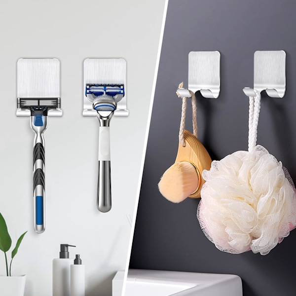 Grooming Station, Rostfritt Stål Multifunktionell Organizer Självhäftande Starka Krokar För Badrum Kök, Kraftig Förvaringskrok Vatten