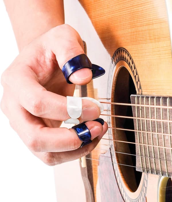 Tummplockar Fingerplockar, Medium, Vinklad Platt, Celluloid Gitarr F