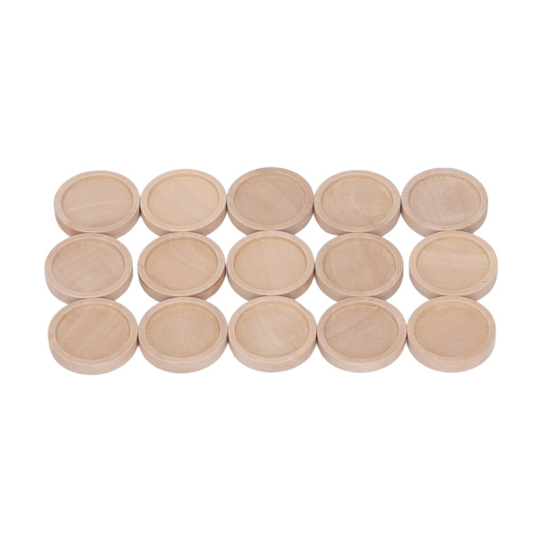 50 stk. runde trævedhæng bakker 30mm ydre diameter runde DIY sycamore træ ramme vedhæng bakker til smykker