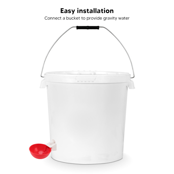 10 Set Kyckling Drickkopp Automatisk Vatten Drickare Stor Röd Plastskål för Anka Fågel Höna G1/2