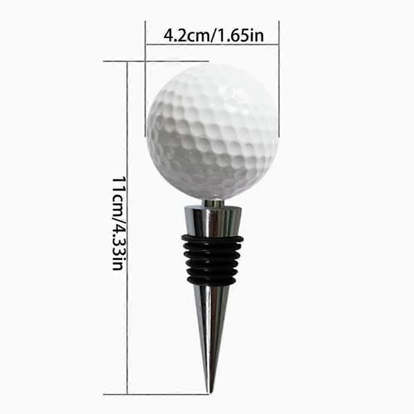 Golfballformet vinpropp i metall med silikonforsegling – dekorativ vinflaskestopper 2 Ring White