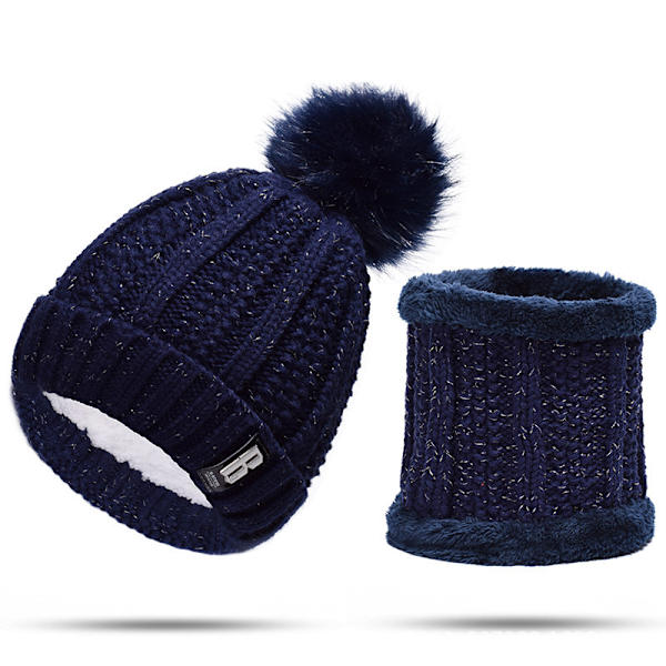 Trendy varm strikket hue med fleeceforing - efterår/vinter - eksklusivt design