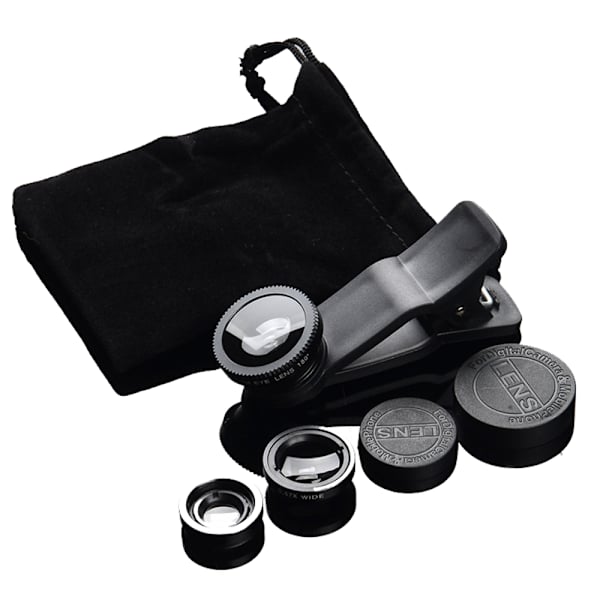 3-i-1 Universal Fisheye Vidvinkel Makro Clip Kameraobjektiv Kit