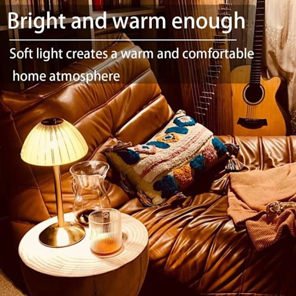 Chic Touch Sensor Metall Skrivbordslampa, Mjukt Ljus Uppladdningsbar Batteridriven Lampa, Trefärgs Ljus Steglös Dimning Bärbar Bordslampa För Sovrum,