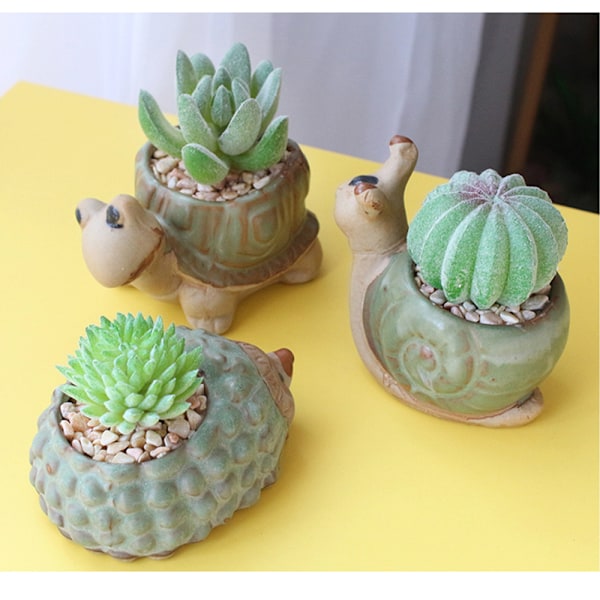 Blomsterpotter, søde dyreformede tegnefilmsucculente vase