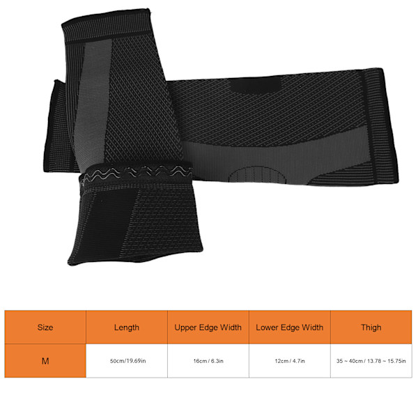 1 par sport knäskydd förlängda stickade tryckavlastare andningsbara 2 korrugeringsmönster svart M 44cm