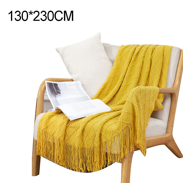 Blanket soft knit tassel cozy blanket for winter