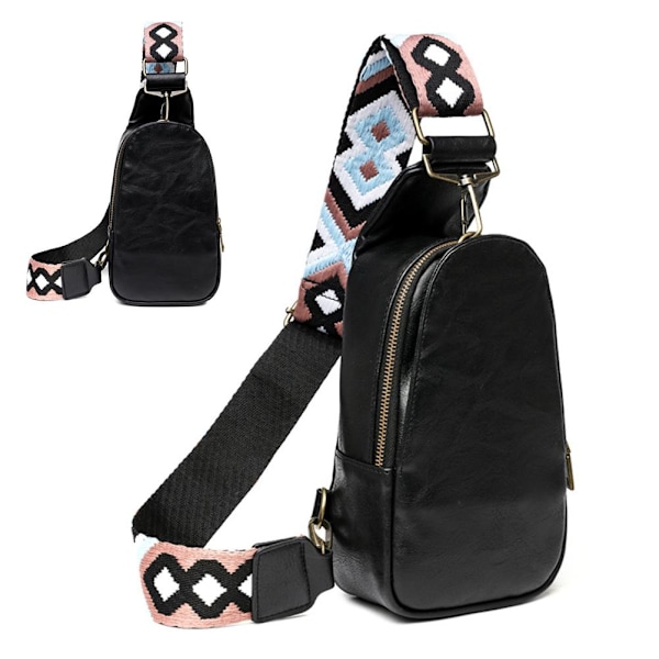PU-läder crossbody-väska för kvinnor, mångsidig bröstväska, utomhusvandring, resdagspackning