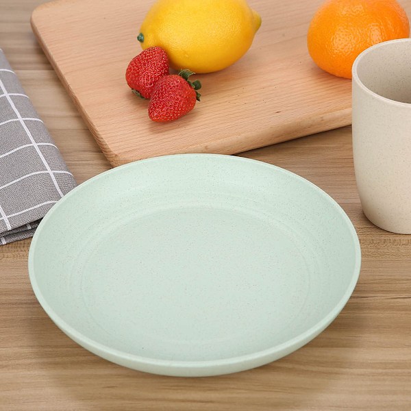 Sæt med 4 tallerkener, diameter 23 cm, middagstallerken i PP, middagstallerken