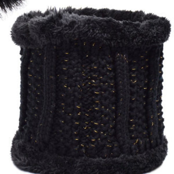 Trendy varm strikket hue med fleeceforing - efterår/vinter - eksklusivt design