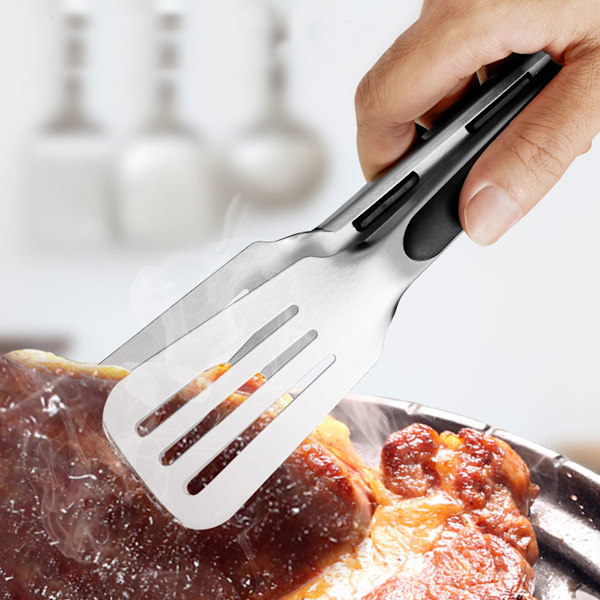 Grilltenger i rustfritt stål med silikonhåndtak for matlaging, lang, 2 stk