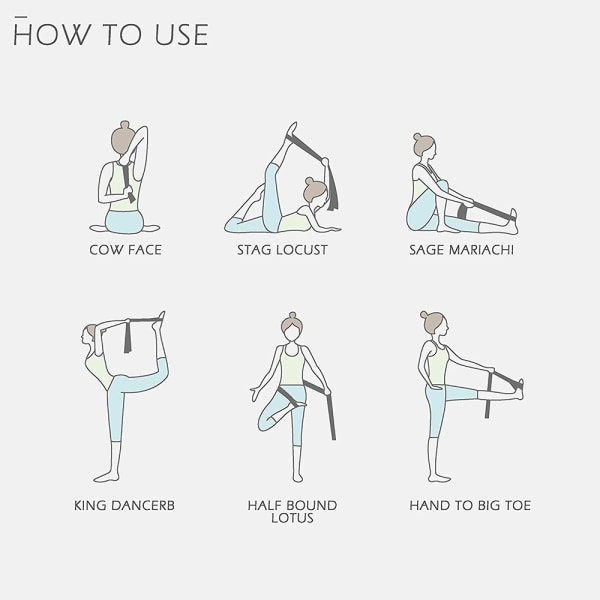 Yoga træningsstrop med justerbar D-ring spændeløkke, til