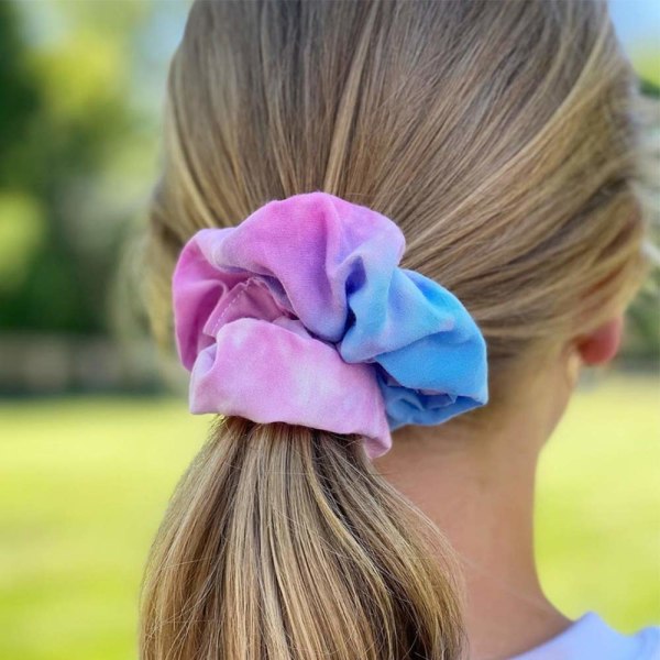 20-pack vita Scrunchies för Tie Dye Party Hår Elastiskt hår