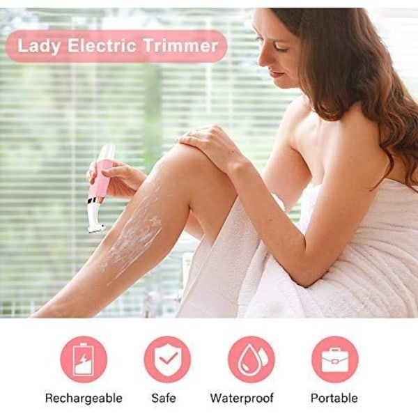 Elektrisk barberkniv til kvinder, smertefri 2-i-1 våd- og tørbarbermaskine Bikinitrimmer Barbermaskine til kropshårfjerning til kvinders ben og armhuler