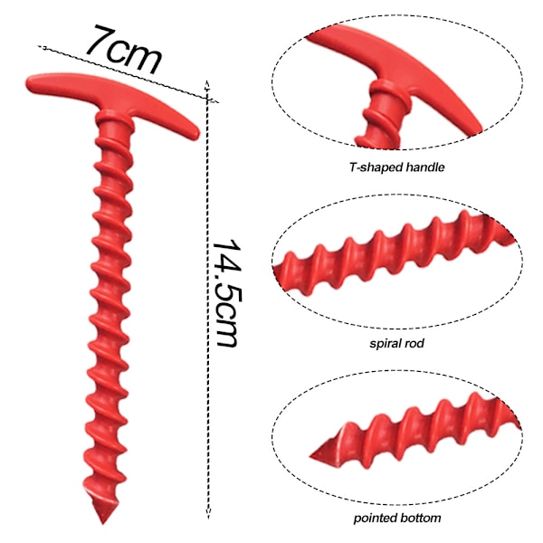 Skrue Spiral Teltstift Spiker, Plast Utendørs Camping