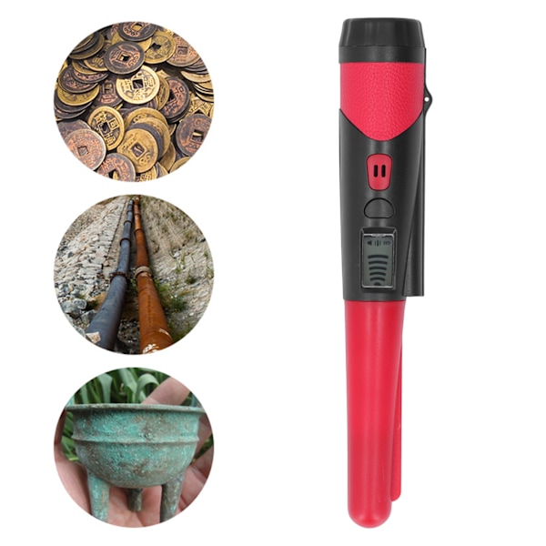 Metal Detector Professional High Sensitivity Portable Handheld Metal Detector with LCD Display Flashlight Function Red