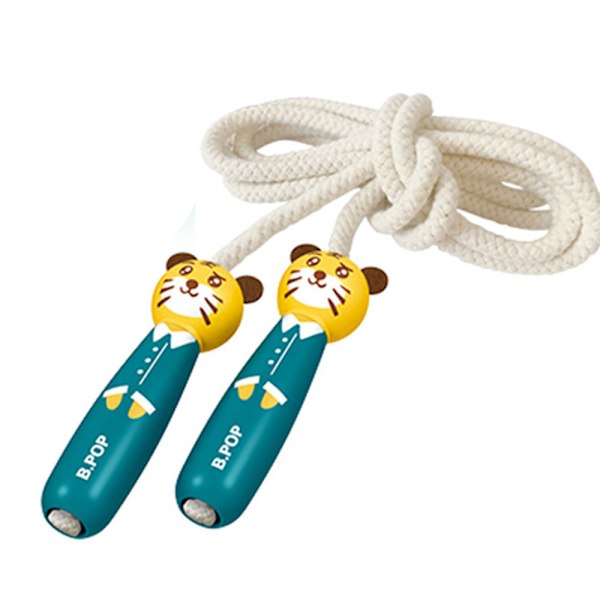 Skipping rope children rope skipping rope with wooden handle and cotton rope