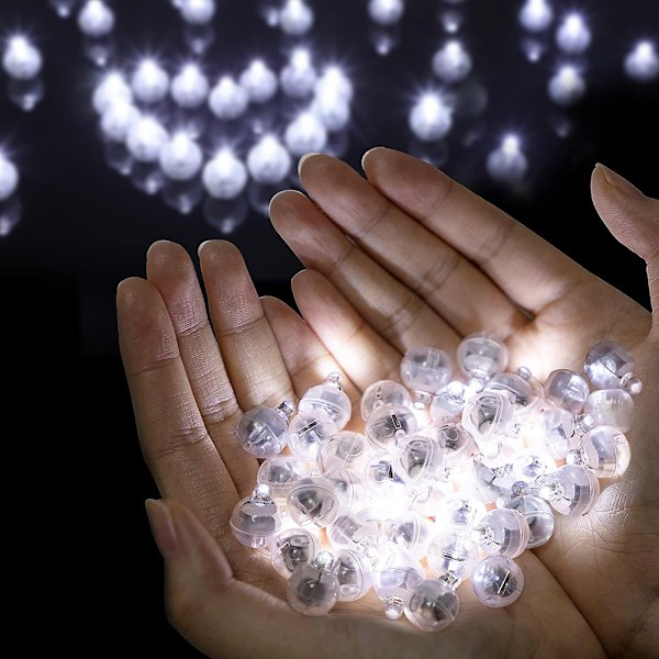 Rund LED Ballonglampa, Batteridrivna Minilampor för Dekorativa Ballonger, Vinglas, Glasflaskor, Papperslyktor - Superstark, Återanvändbar