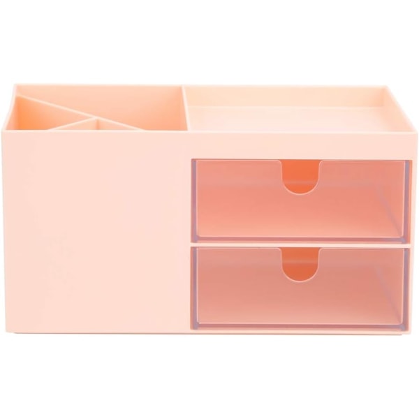 Desktop Smink Organizer Lådor Smycken Brevpapper Förvaringslåda (rosa)